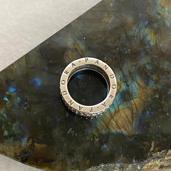 Authentic Pandora Sterling Silver 925 Cubic Zirconia Wide Band Forever Ring Sz 6 - Picture 6 of 16